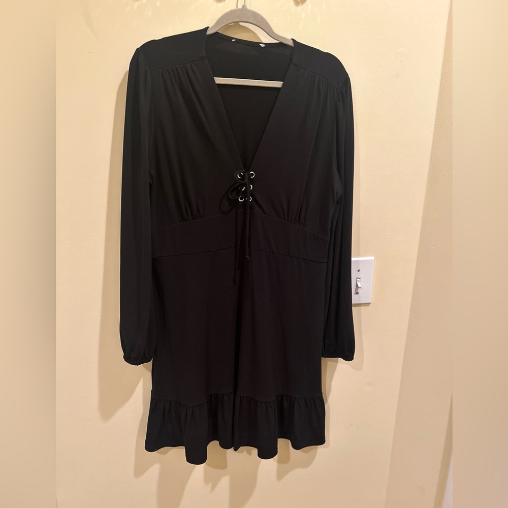 Black front tie dress